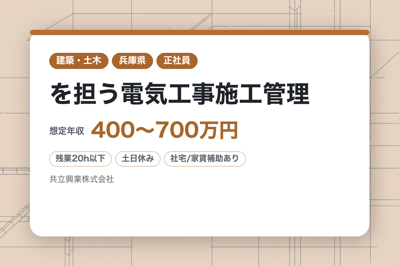 【兵庫／姫路】急成長組織の「技術の中核」を担う電気工事施工管理｜利益還元・高昇給・決算賞与｜売上1億→5億｜年休120日