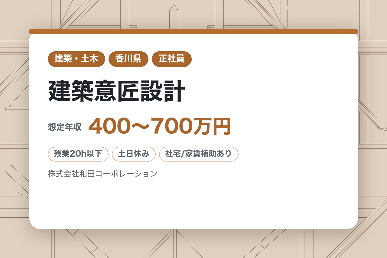 【香川】建築意匠設計／「ロイヤルガーデン」設計／両備グループで安定安心／UIターン歓迎／年休120日