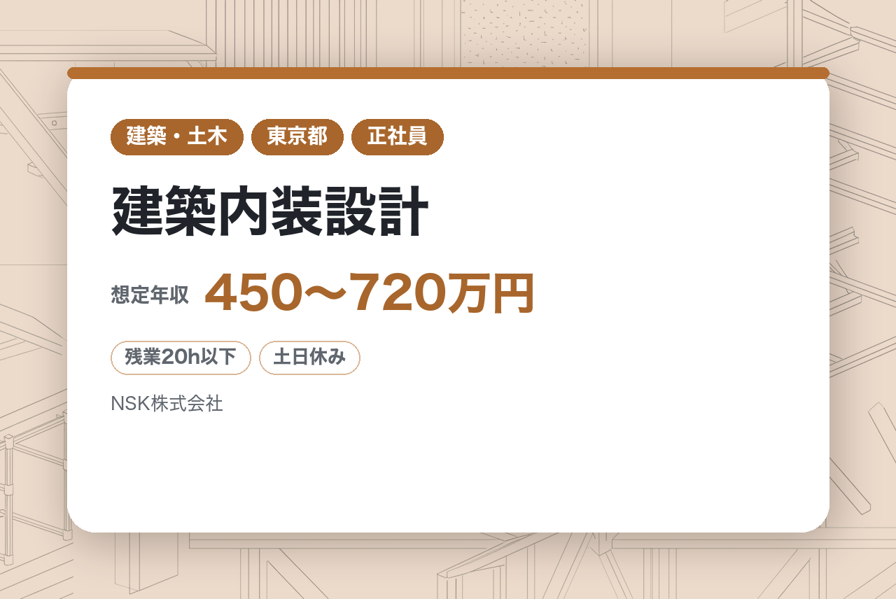 【東京千代田区】建築内装設計/インテリア、製図/CADオペレーター（機械/電気/電子製品専門職）、建築意匠設計
